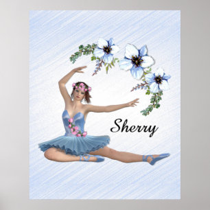 Ballerina in Blau Personenname Poster