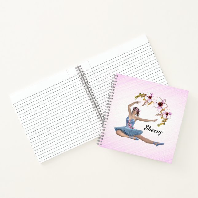 Ballerina in Blue Personal Pink Notizbuch (Innenseite)