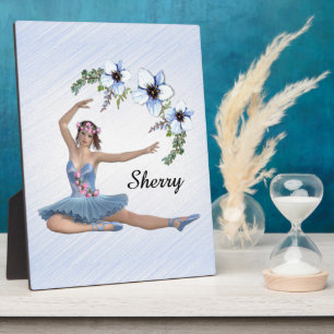 Ballerina in Blue Persönlicher Name Fotoplatte
