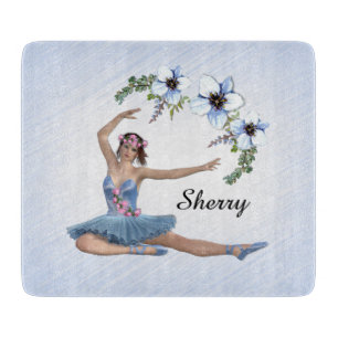 Ballerina in Blue Persönlicher Name Schneidebrett
