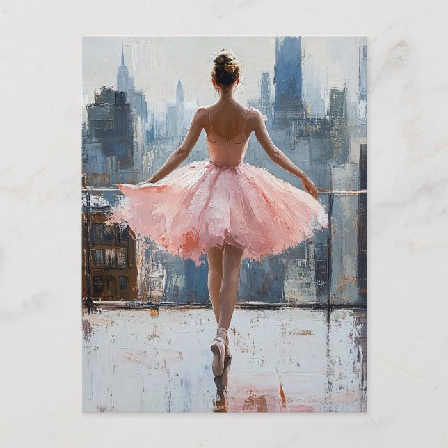 Ballerina in der Stadt Impressionist Postkarte (Vorderseite)