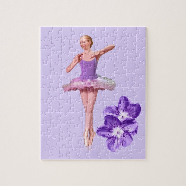 Ballerina in Lila und in weißem Puzzle (Vertikal)