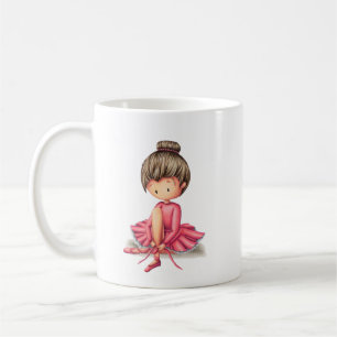 Ballerina in rosa Kleid Vorbereitung zum Tanzen Kaffeetasse