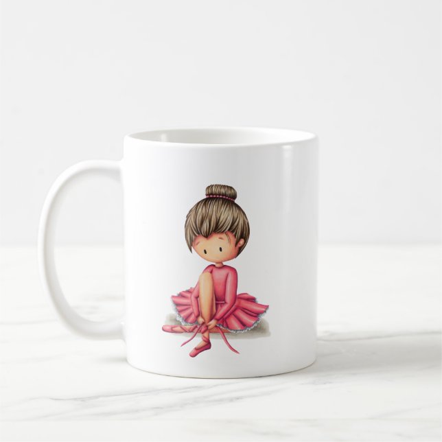 Ballerina in rosa Kleid Vorbereitung zum Tanzen Kaffeetasse (Links)