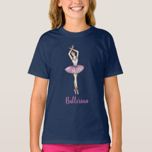 Ballerina in rosa Kleidung und Pointe Toe Shoes T-Shirt