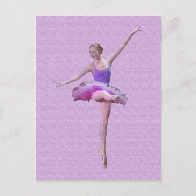 Ballerina in rosa und Lila Postkarte (Vorderseite)