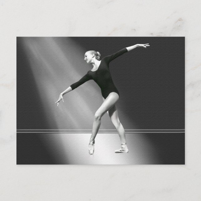 Ballerina in Schwarz und Weiß Postkarte (Vorderseite)