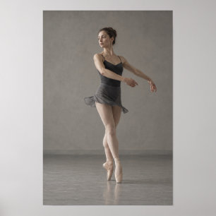 Ballerina in schwarzem Kleid En Pointe Tanz Wandku Poster
