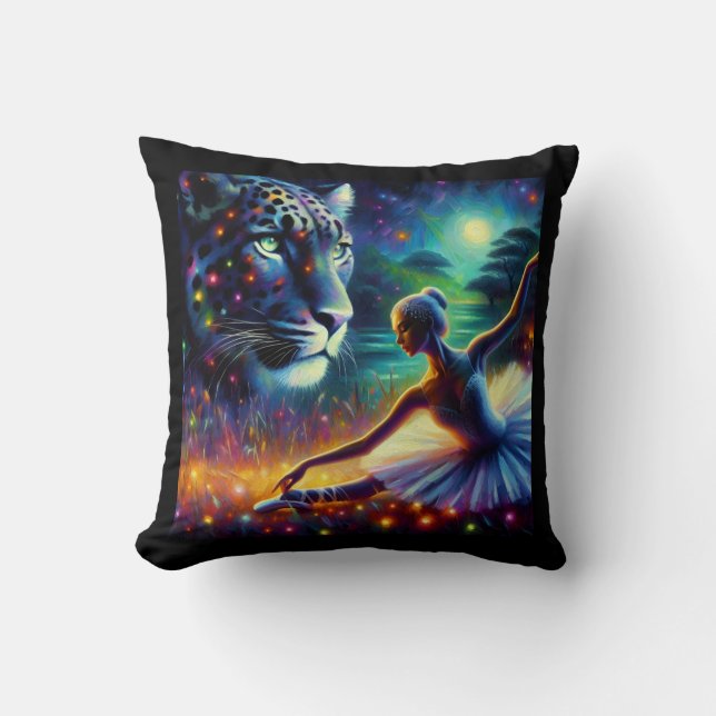Ballerina in the night with panthere and neon kissen (Vorderseite)
