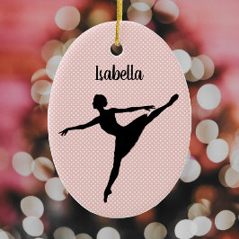 Ballerina in Tutu, en pointe Pose, silhouettiert Keramik Ornament