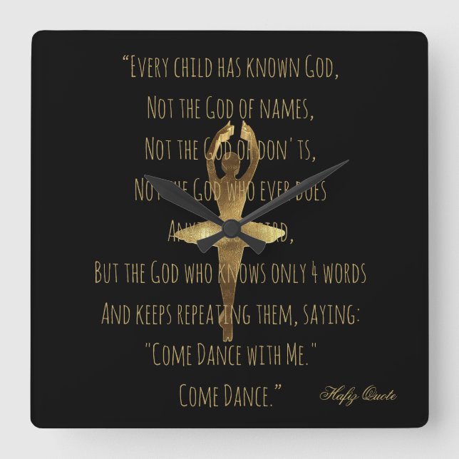 Ballerina Inspiration Dance Quote Ballettschule Quadratische Wanduhr (Vorderseite)