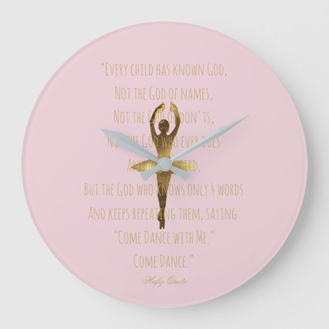 Ballerina Inspiration Dance Quote Balletttänzer Große Wanduhr (Vorderseite)