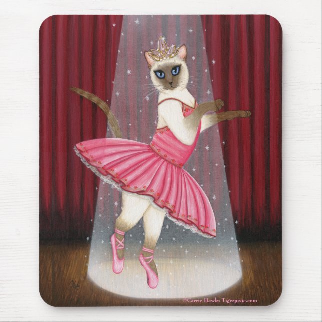 Ballerina-Katzen-Schokoladen-Punkt siamesisch, Mousepad (Vorne)