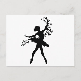 Ballerina-Konturen mit Butterfliyes Postkarte