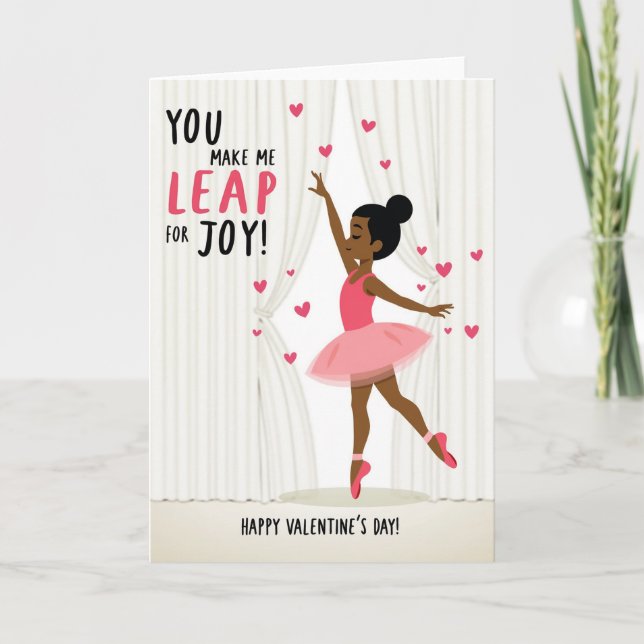 Ballerina Leap Of Joy Valentines Card Karte (Vorderseite)
