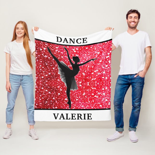Ballerina Liebe Dance Red Hearts Fleece Blanket (Beispiel)
