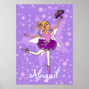 Ballerina lila blonde Girl Star "name poster" Poster