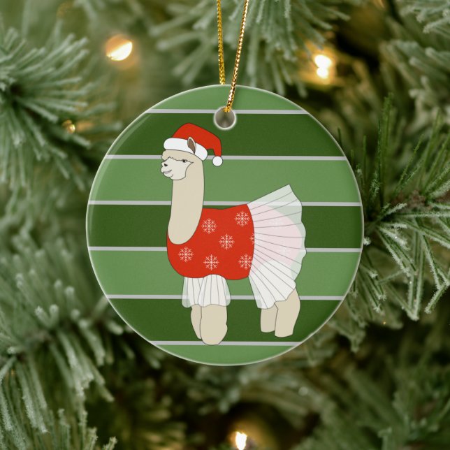 Ballerina Llama Schneeflocken Weihnachtsfest Speci Keramik Ornament (Baum)
