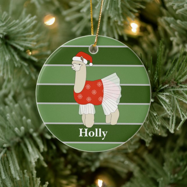 Ballerina Llama WeihnachtsSpecial Keramik Ornament (Baum)