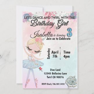 Ballerina macht drei Geburtstagsfeiertage Einladung