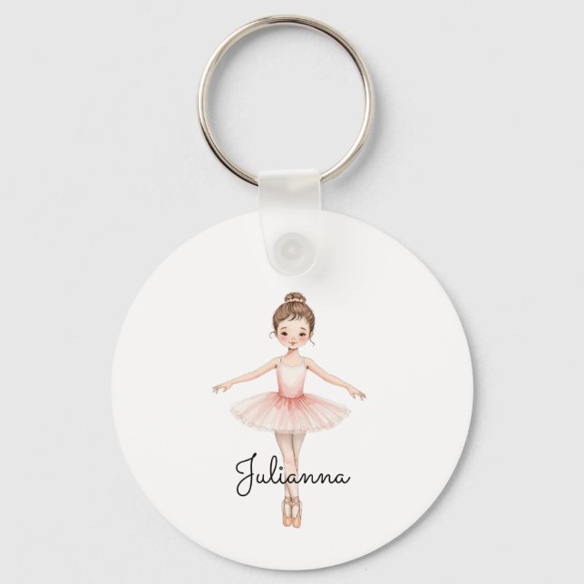 Ballerina-Mädchen Personalisiert Schlüsselanhänger (Vorderseite)