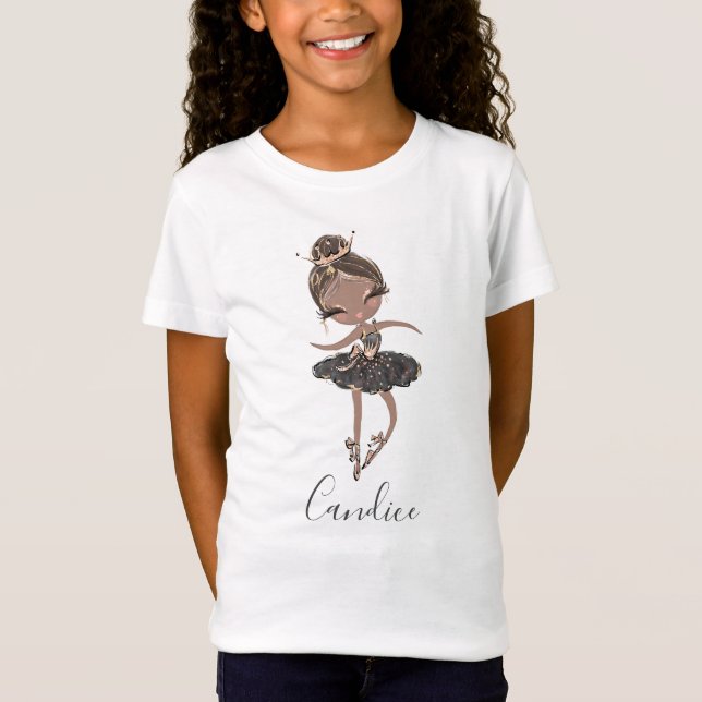 Ballerina-Mädchen-personalisiertes T-Shirt (Vorderseite)