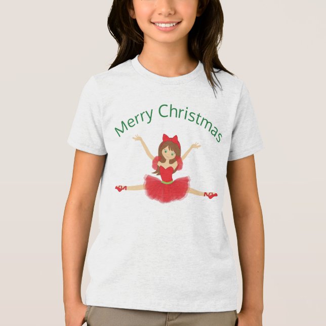 Ballerina Merry Christmas | Ballett Tri-Blend Shirt (Vorderseite)