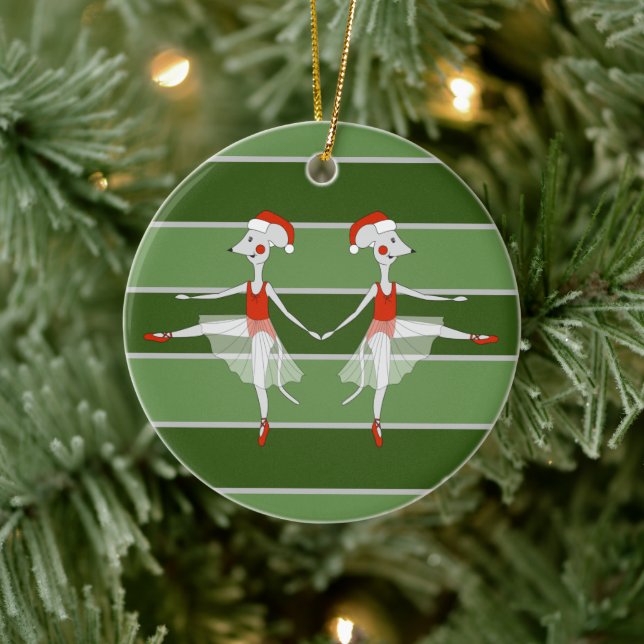 Ballerina Mice Twins Weihnachtssonderaktion Keramik Ornament (Baum)