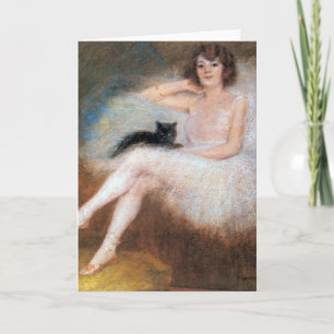 Ballerina mit Black Cat, Pierre Carrier-Belleuse Karte