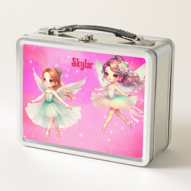 Ballerina mit Flügeln aus Metall Lunchbox (Vorderseite)