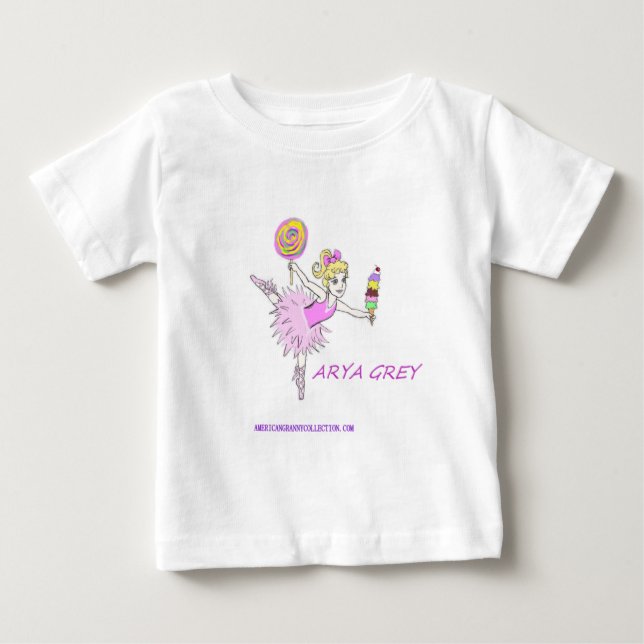 Ballerina mit individuelle Name Baby T-shirt (Vorderseite)