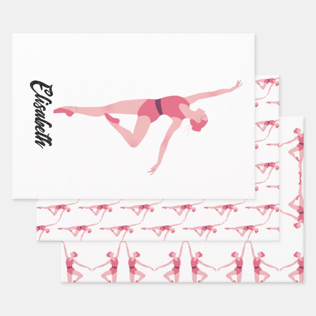 Ballerina mit Namenspersonalisierung Geschenkpapier Set (Set)