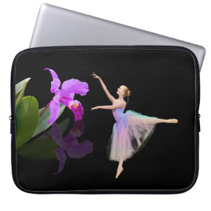 Ballerina mit Orchideen-Blume Laptopschutzhülle