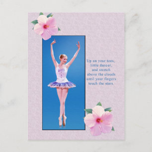 Ballerina mit rosa Hibiskus Blume Postkarte