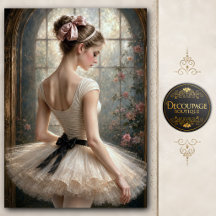 Ballerina mit rosa Schleife am Gartenschaufenster