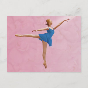 Ballerina mit Rose in Arabesque Pose Postkarte