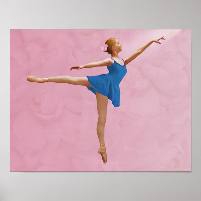 Ballerina mit Rose in Arabesque Poster (Vorne)