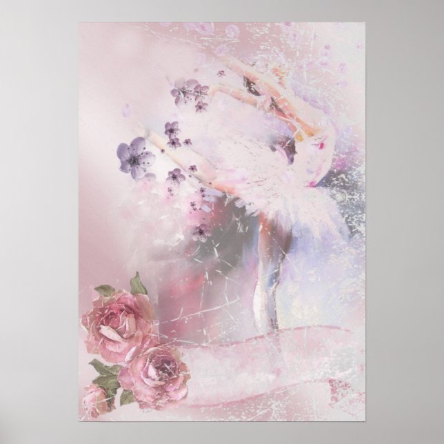 Ballerina mit Rose und Violetten Poster (Vorne)