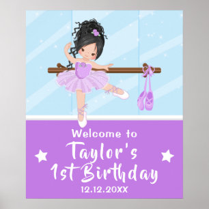 Ballerina mit schwarzen Haaren und lila Tutu Willk Poster