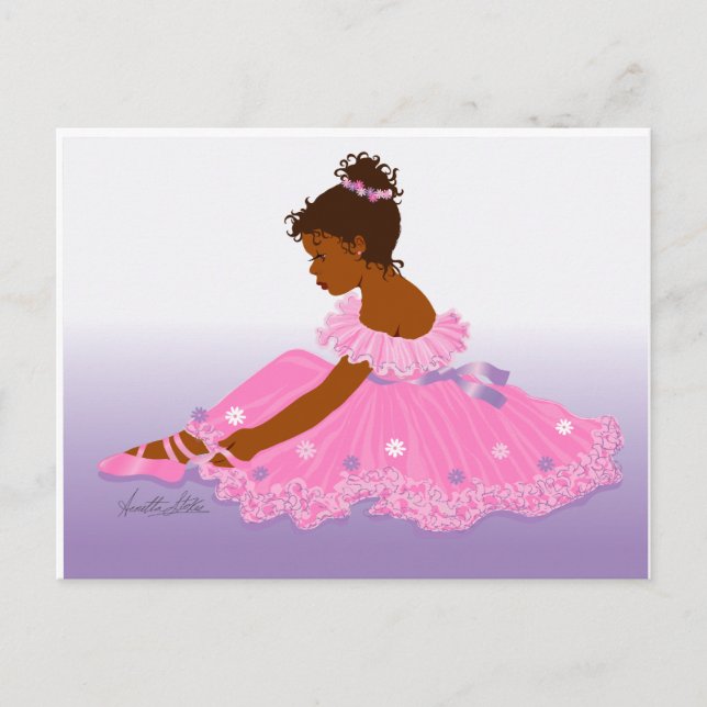 Ballerina mit Unterschrift Postkarte (Vorderseite)