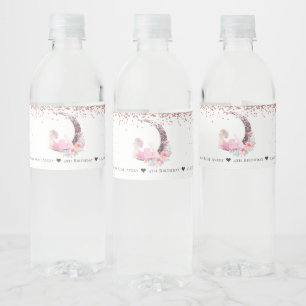 Ballerina Moon Glitzer Geburtstag Personalisiert Wasserflaschenetikett