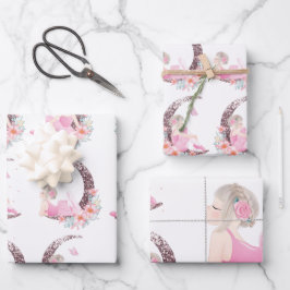 Ballerina Moon Pastel Pink Glitzer Geschenkpapier Set