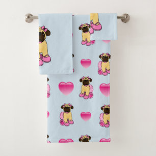 Ballerina-Mops-Hund Badhandtuch Set