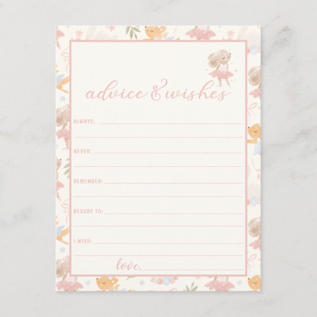 Ballerina Mouse Tutu Erlebte Ratschläge und Wünsch Begleitkarte (Vorderseite)