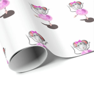 Ballerina Mouse Wrapping Paper Happy Ballet Dancer Geschenkpapier