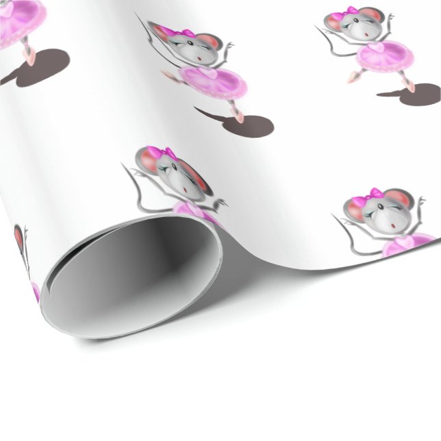 Ballerina Mouse Wrapping Paper Happy Ballet Dancer Geschenkpapier (Rolleneckpunkt)