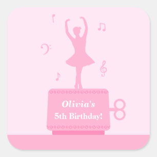 Ballerina Music Box Girl Birthday Deco Sticker