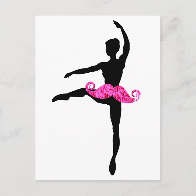 Ballerina Mustache Postkarte (Vorderseite)