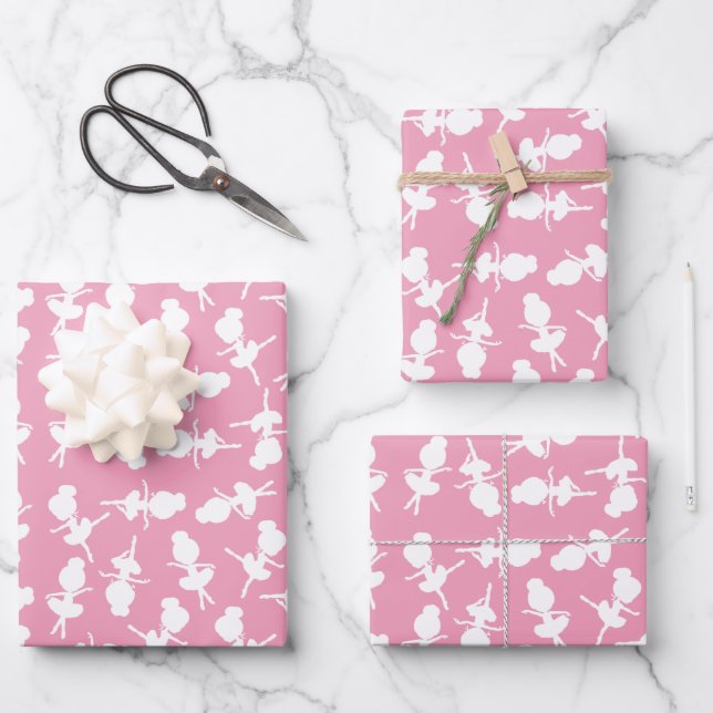 Ballerina Muster, Ballettmädchen, Balletttanz Geschenkpapier Set (Vorderseite)