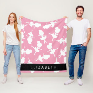 Ballerina Muster, Ballettmädchen, Tanz, Ihr Name Fleecedecke